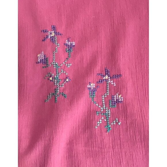 Teddi Pink Maxi Dress Women's Size PS Gauzy Crepe Fabric Needlepoint Design NWT - Picture 11 of 11